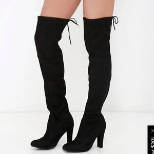 Steve Madden Gorgeous Black Suede Over the Knee Boots (8.5)